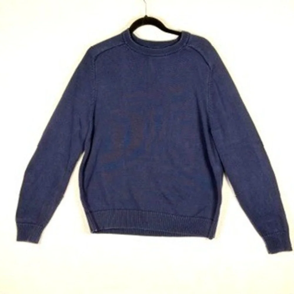 Lot of 2 J. Crew Mens XL Cotton Crewneck Sweaters Navy Blue Forest Green Solid